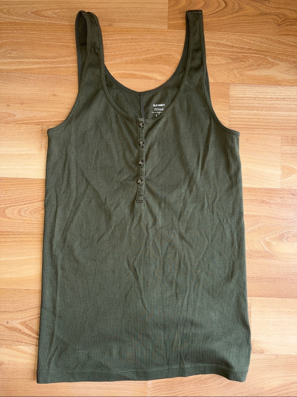 Olive khaki green long tank top L